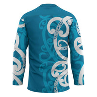 Azure Blue Maori Hockey Jersey Koru Kowhaiwhai - Polynesian Pride