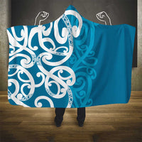 Azure Blue Maori Hooded Blanket Koru Kowhaiwhai LT7 - Polynesian Pride