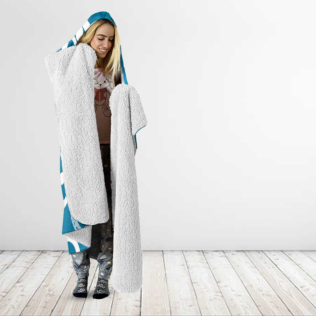 Azure Blue Maori Hooded Blanket Koru Kowhaiwhai LT7 - Polynesian Pride
