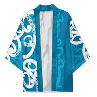 Azure Blue Maori Kimono Koru Kowhaiwhai LT7 Unisex Blue - Polynesian Pride