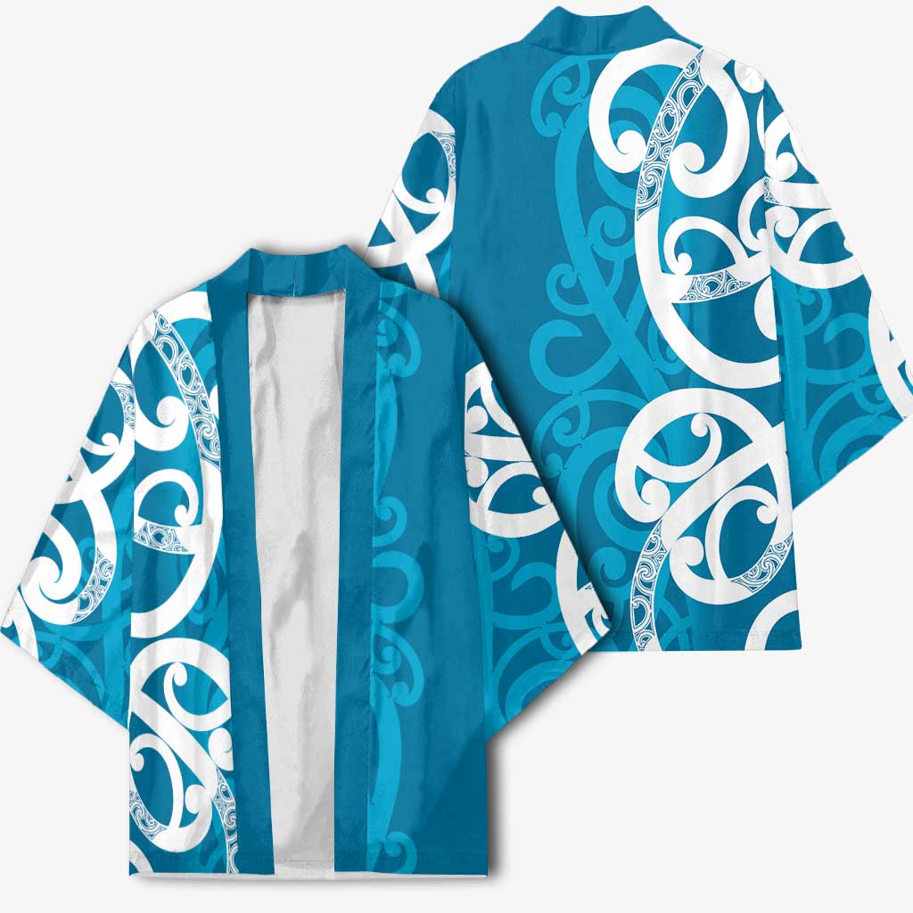 Azure Blue Maori Kimono Koru Kowhaiwhai LT7 - Polynesian Pride