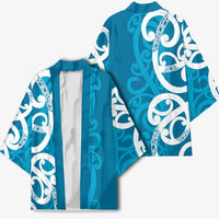 Azure Blue Maori Kimono Koru Kowhaiwhai LT7 - Polynesian Pride