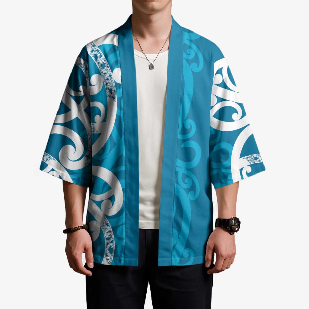 Azure Blue Maori Kimono Koru Kowhaiwhai LT7 - Polynesian Pride
