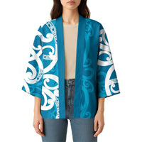 Azure Blue Maori Kimono Koru Kowhaiwhai LT7 - Polynesian Pride