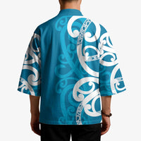 Azure Blue Maori Kimono Koru Kowhaiwhai LT7 - Polynesian Pride