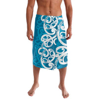 Azure Blue Maori Lavalava Koru Kowhaiwhai LT7 Blue - Polynesian Pride