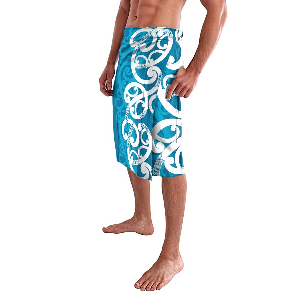 Azure Blue Maori Lavalava Koru Kowhaiwhai LT7 - Polynesian Pride