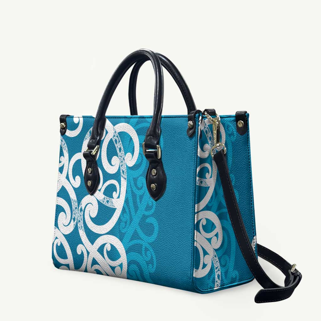 Azure Blue Maori Leather Bag Koru Kowhaiwhai - Polynesian Pride