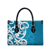 Azure Blue Maori Leather Bag Koru Kowhaiwhai - Polynesian Pride