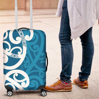 Azure Blue Maori Luggage Cover Koru Kowhaiwhai - Polynesian Pride