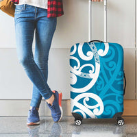 Azure Blue Maori Luggage Cover Koru Kowhaiwhai - Polynesian Pride