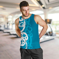 Azure Blue Maori Men Tank Top Koru Kowhaiwhai LT7 Blue - Polynesian Pride