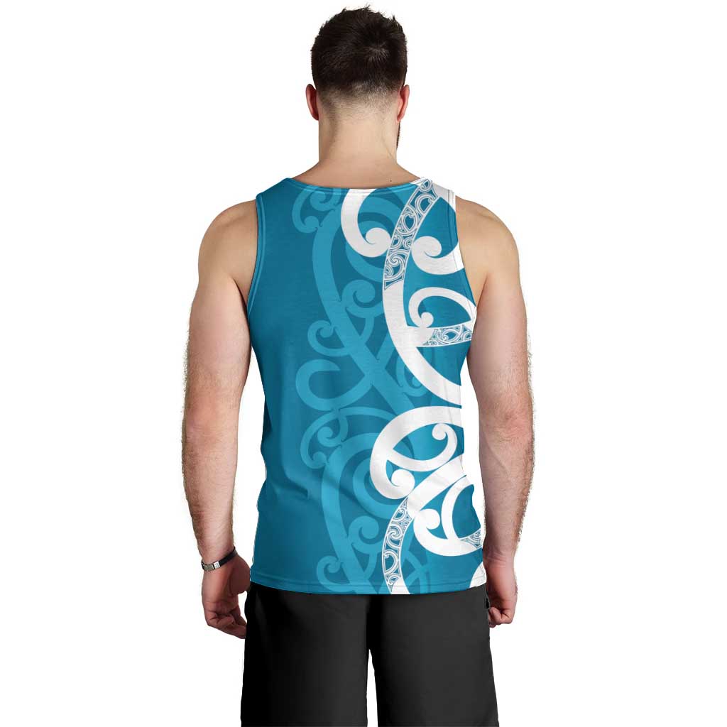 Azure Blue Maori Men Tank Top Koru Kowhaiwhai LT7 - Polynesian Pride