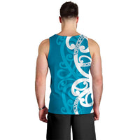 Azure Blue Maori Men Tank Top Koru Kowhaiwhai LT7 - Polynesian Pride