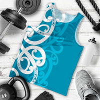 Azure Blue Maori Men Tank Top Koru Kowhaiwhai LT7 - Polynesian Pride