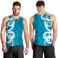 Azure Blue Maori Men Tank Top Koru Kowhaiwhai LT7 - Polynesian Pride