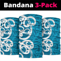 Azure Blue Maori Neck Gaiter Koru Kowhaiwhai LT7 package One Size: 25*50cm Blue - Polynesian Pride