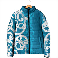 Azure Blue Maori Padded Jacket Koru Kowhaiwhai LT7 - Polynesian Pride