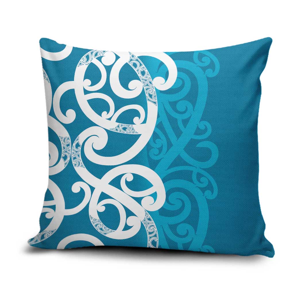 Azure Blue Maori Pillow Cover Koru Kowhaiwhai LT7 Blue - Polynesian Pride