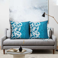 Azure Blue Maori Pillow Cover Koru Kowhaiwhai LT7 - Polynesian Pride