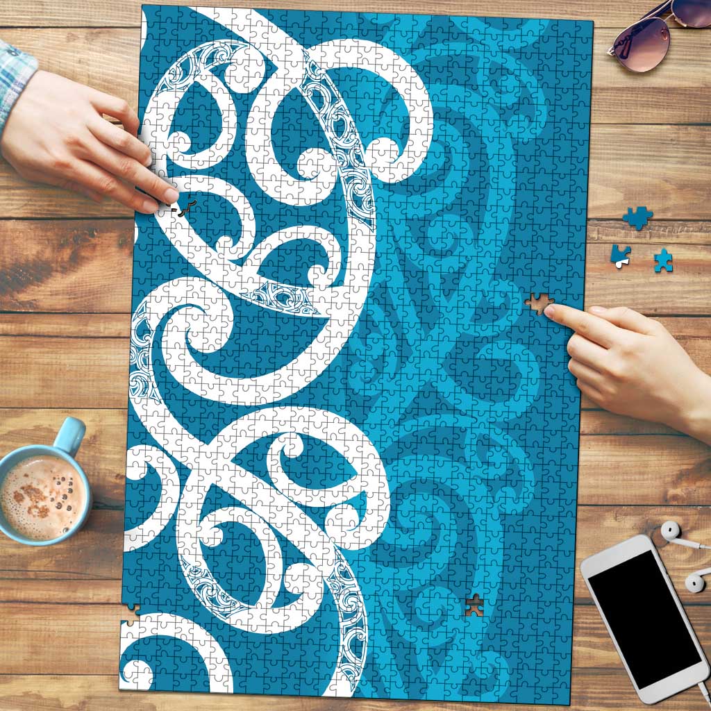 Azure Blue Maori Puzzle Koru Kowhaiwhai LT7 Blue - Polynesian Pride