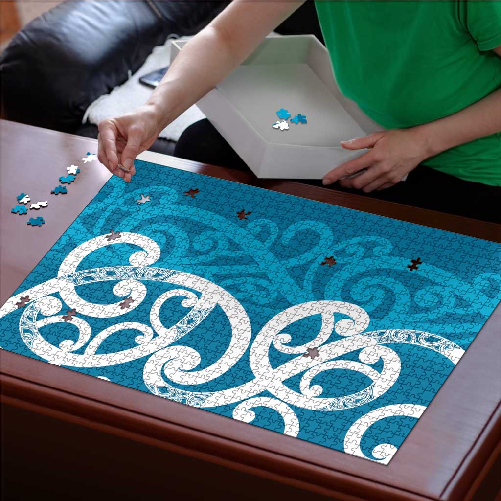 Azure Blue Maori Puzzle Koru Kowhaiwhai LT7 - Polynesian Pride