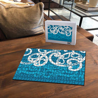 Azure Blue Maori Puzzle Koru Kowhaiwhai LT7 - Polynesian Pride