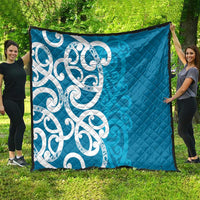 Azure Blue Maori Quilt Koru Kowhaiwhai - Polynesian Pride
