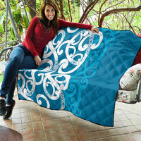 Azure Blue Maori Quilt Koru Kowhaiwhai - Polynesian Pride