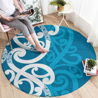Azure Blue Maori Round Carpet Koru Kowhaiwhai LT7 - Polynesian Pride