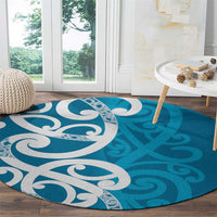 Azure Blue Maori Round Carpet Koru Kowhaiwhai LT7 - Polynesian Pride