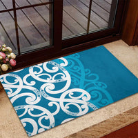 Azure Blue Maori Rubber Doormat Koru Kowhaiwhai LT7 - Polynesian Pride