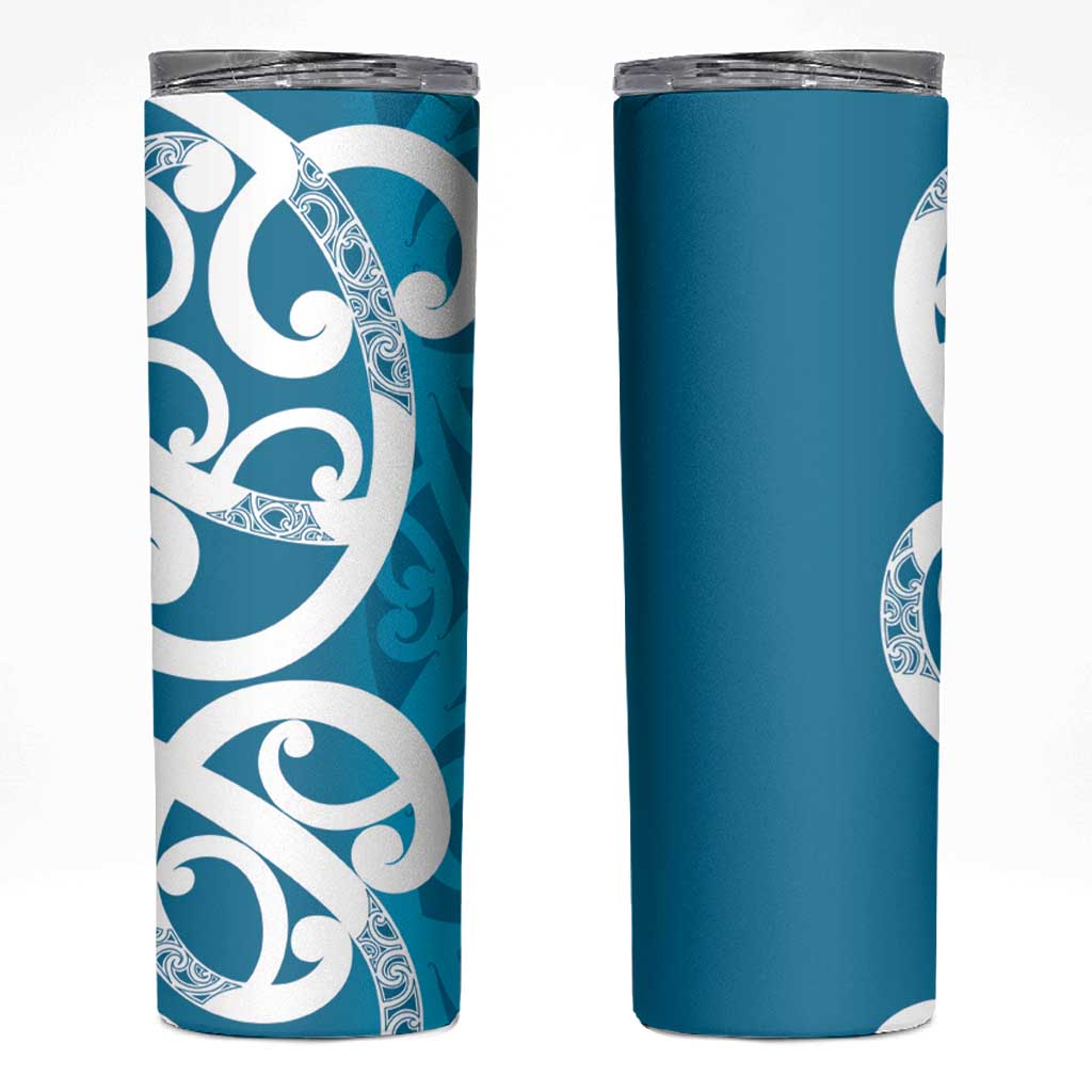 Azure Blue Maori Skinny Tumbler Koru Kowhaiwhai LT7 Blue - Polynesian Pride