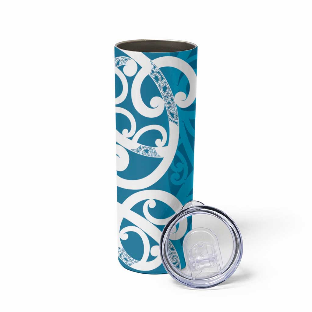 Azure Blue Maori Skinny Tumbler Koru Kowhaiwhai LT7 - Polynesian Pride