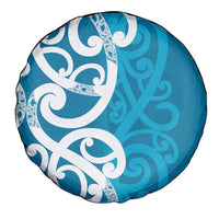 Azure Blue Maori Spare Tire Cover Koru Kowhaiwhai LT7 - Polynesian Pride
