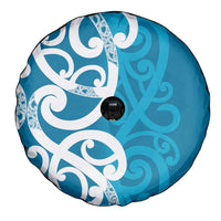 Azure Blue Maori Spare Tire Cover Koru Kowhaiwhai LT7 - Polynesian Pride