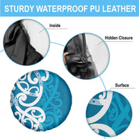 Azure Blue Maori Spare Tire Cover Koru Kowhaiwhai LT7 - Polynesian Pride