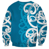 Azure Blue Maori Sweatshirt Koru Kowhaiwhai LT7 - Polynesian Pride