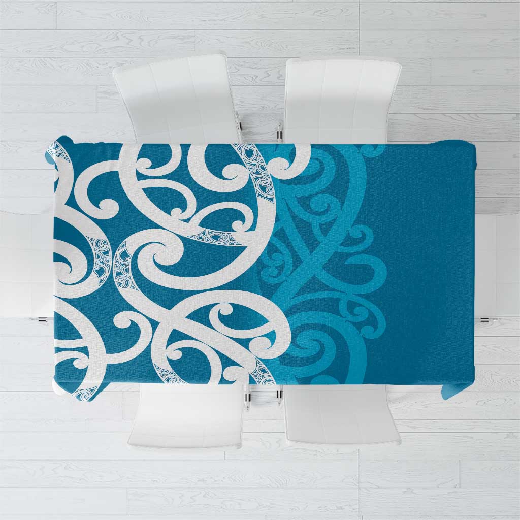 Azure Blue Maori Tablecloth Koru Kowhaiwhai LT7 Blue - Polynesian Pride