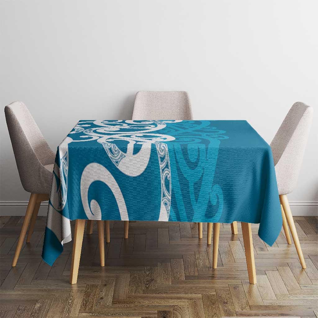 Azure Blue Maori Tablecloth Koru Kowhaiwhai LT7 - Polynesian Pride