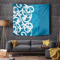 Azure Blue Maori Tapestry Koru Kowhaiwhai LT7 Blue - Polynesian Pride