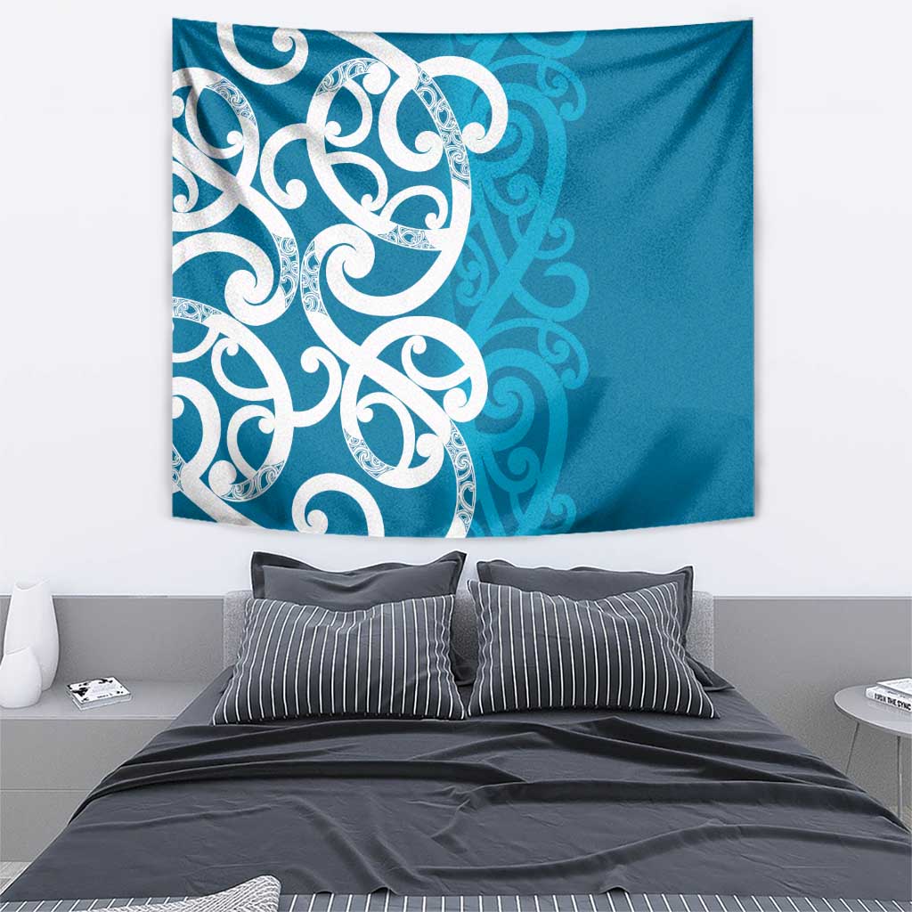 Azure Blue Maori Tapestry Koru Kowhaiwhai LT7 - Polynesian Pride