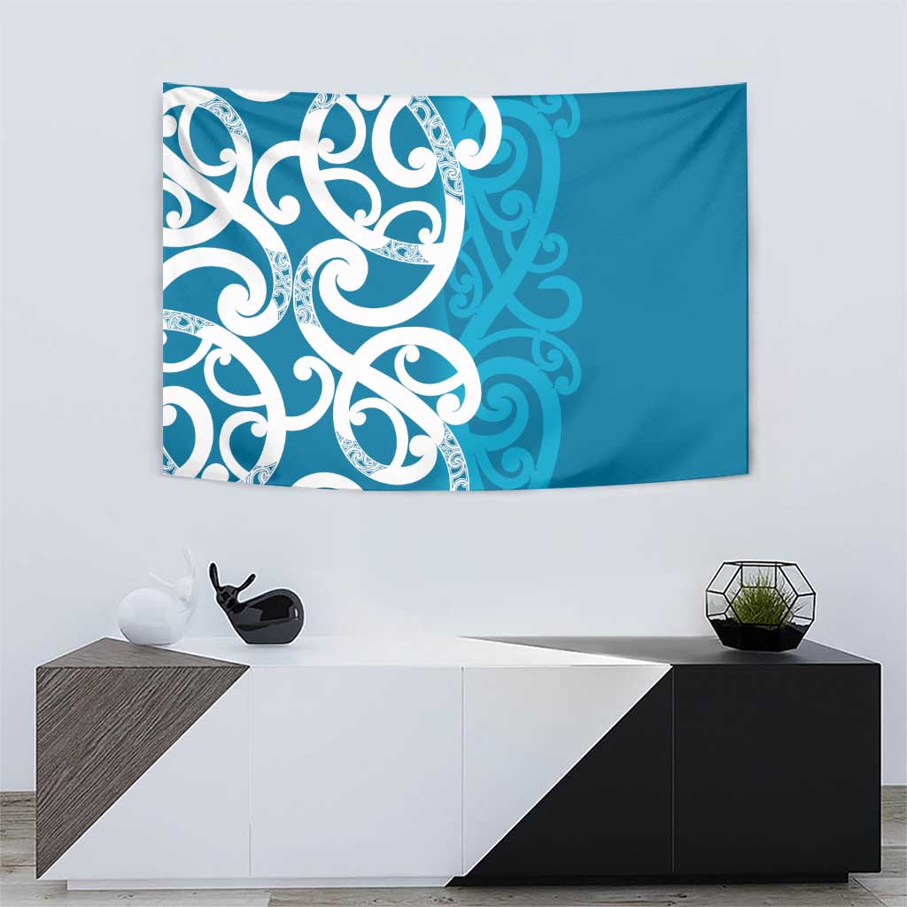 Azure Blue Maori Tapestry Koru Kowhaiwhai LT7 - Polynesian Pride