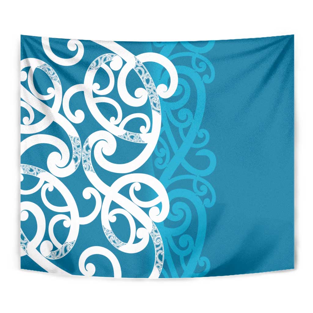 Azure Blue Maori Tapestry Koru Kowhaiwhai LT7 - Polynesian Pride