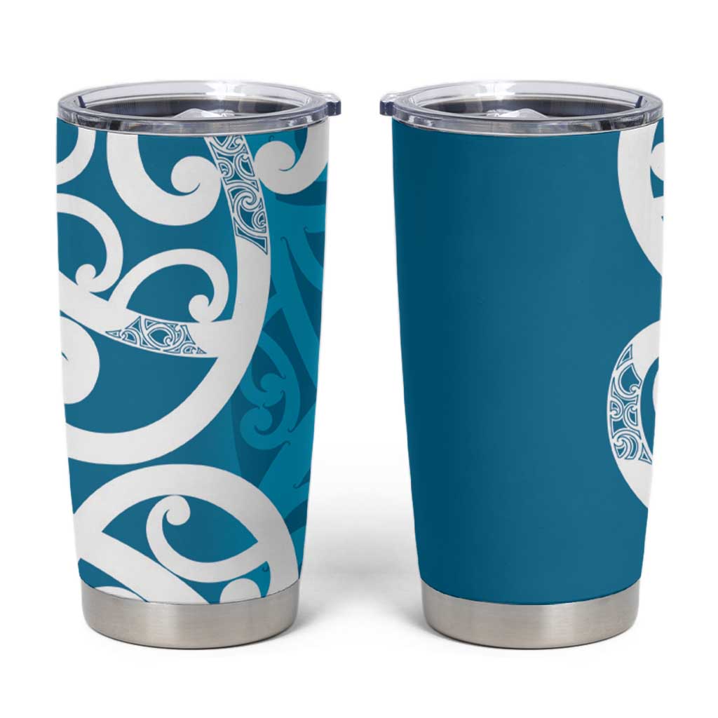 Azure Blue Maori Tumbler Cup Koru Kowhaiwhai - Polynesian Pride