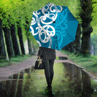 Azure Blue Maori Umbrella Koru Kowhaiwhai - Polynesian Pride