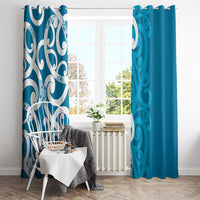 Azure Blue Maori Window Curtain Koru Kowhaiwhai - Polynesian Pride