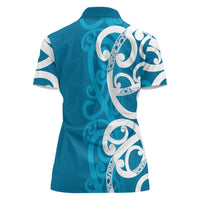 Azure Blue Maori Women Polo Shirt Koru Kowhaiwhai LT7 - Polynesian Pride