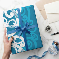 Azure Blue Maori Wrapping Paper Koru Kowhaiwhai LT7 - Polynesian Pride