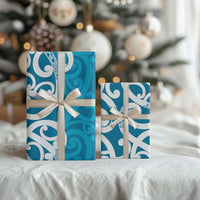 Azure Blue Maori Wrapping Paper Koru Kowhaiwhai LT7 - Polynesian Pride